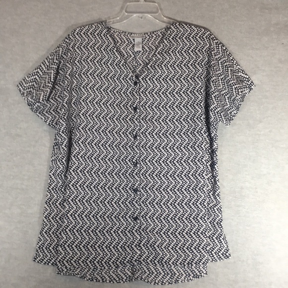 CATHERINE’S Easy Wear Easy Care Flowy A-Line Flutter Sleeves Button Up Shirt - Picture 1 of 14